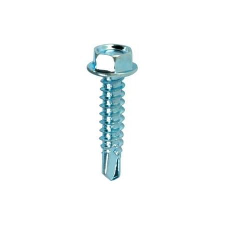 Itw Self-Drilling Screw, #12 x 1-1/2 in, Zinc Plated Steel Flange Hex Head External Hex Drive 21344